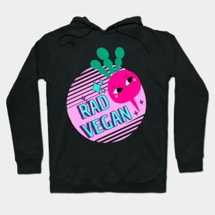 Rad Cool Radish Vegetable Vegan Pun Vaporwave Hoodie